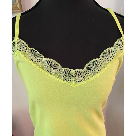 Y2K Selena Gomez Brat Summer Lime Lace Trim Layering Tank Top Spaghetti Strap XL - Picture 3 of 6
